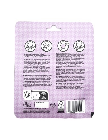 offerta Emily in Paris Maschera Viso in Tessuto con Acido Ialuronico Rosa 25 ml
