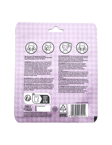 offerta Emily in Paris Maschera Viso in Tessuto con Acido Ialuronico Rosa 25 ml