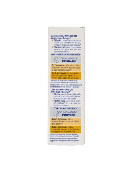 offerta Nivea Q10 Anti-Rughe Energy Contorno Occhi Illuminante con Vitamina C+E 15 ml