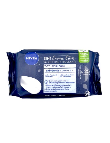 offerta Nivea Creme Care Salviettine Struccanti 3in1 per Tutti i Tipi di Pelli 25 Pz
