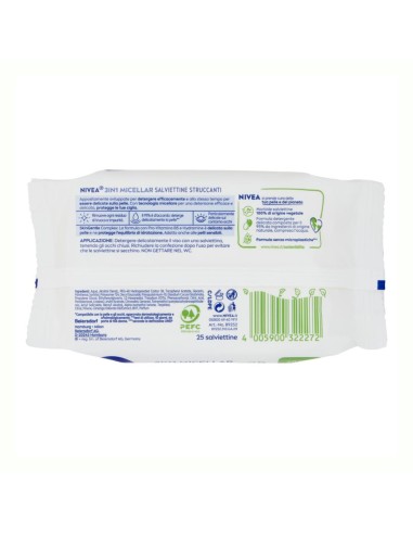 offerta Nivea 3in1 Micellar Salviettine Struccanti Viso Occhi Labbra 25 Pz