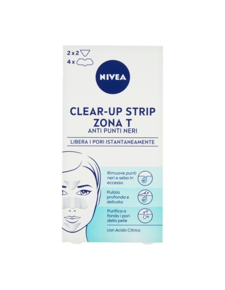 offerta Nivea Clear-Up Strip Zona T Cerotti Anti Punti Neri Arrichito con Acido Citrico 6 Pz