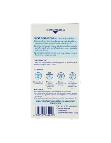 offerta Nivea Clear-Up Strip Zona T Cerotti Anti Punti Neri Arrichito con Acido Citrico 6 Pz