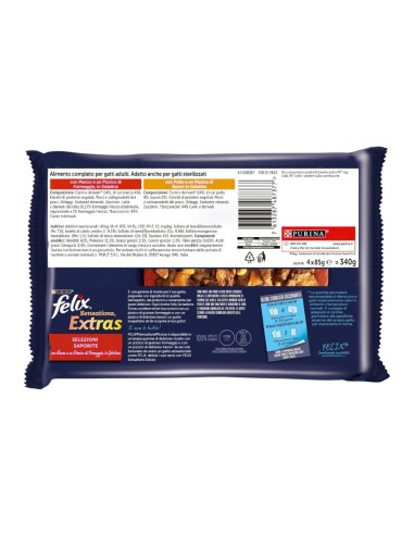 offerta Purina Felix Sensations Extras Cibo Umido per Gatti Manzo e Pollo con Formaggio 4x85 g