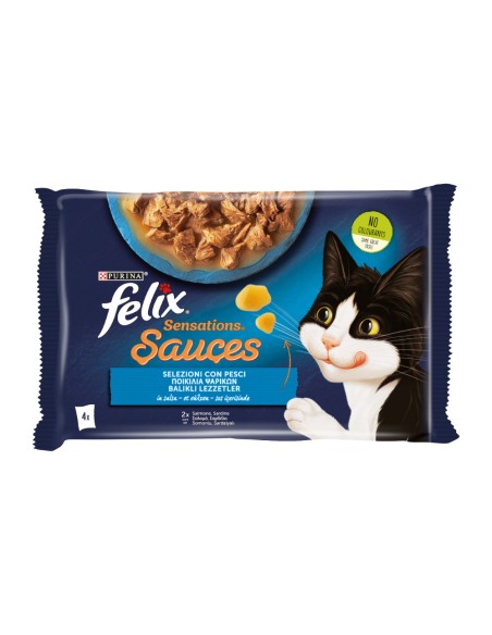 offerta Purina Felix Sensations Sauces Cibo Umido per Gatti Salmone e Sardine in Salsa 4x85 g