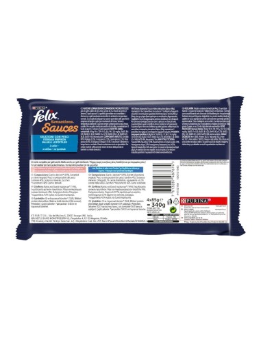 offerta Purina Felix Sensations Sauces Cibo Umido per Gatti Salmone e Sardine in Salsa 4x85 g