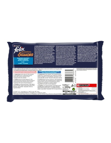 offerta Purina Felix Sensations Sauces Cibo Umido per Gatti Salmone e Sardine in Salsa 4x85 g