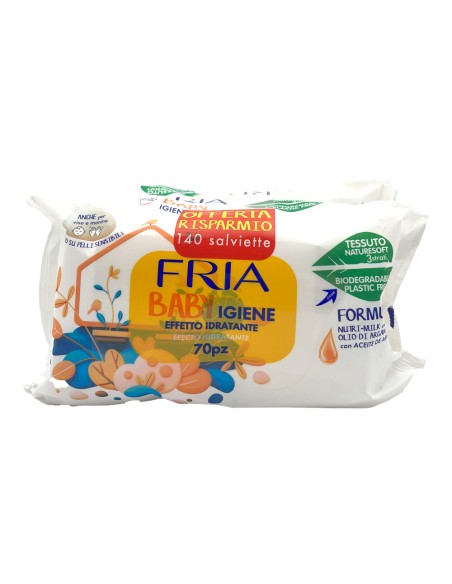 offerta Fria Baby Igiene Salviette per Neonati Formato Bipack Nutri-Milk e Olio di Argan 140 Pz