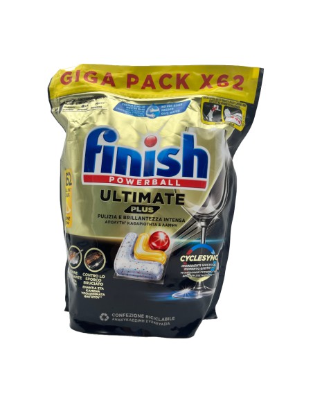 offerta Finish Powerball Ultimate Plus All in 1 Limone Pastiglia Detergente Lavastoviglie 62 Tabs