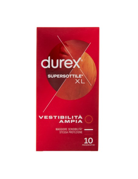 offerta Durex SuperSottile XL Preservativi Vestibilità Ampia Maggiore Sensibilità 10 Pz