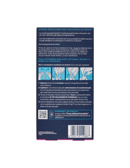 offerta Veet Expert Strisce Depilatorie Gambe e Corpo con Olio di Mandorla Pelli Sensibili 12 Pz