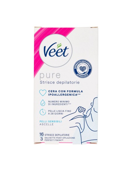 offerta Veet Pure Strisce Depilatorie Ascelle Ipoallergenica Pelli Sensibili 16 Pz