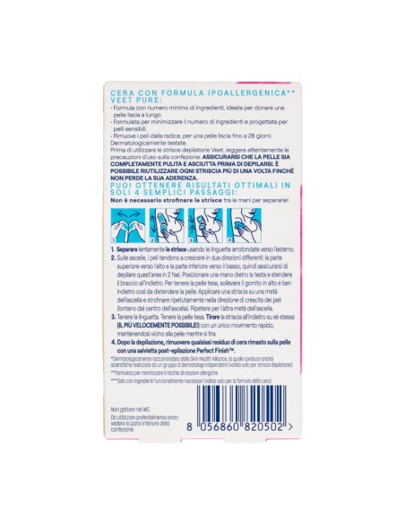 offerta Veet Pure Strisce Depilatorie Ascelle Ipoallergenica Pelli Sensibili 16 Pz