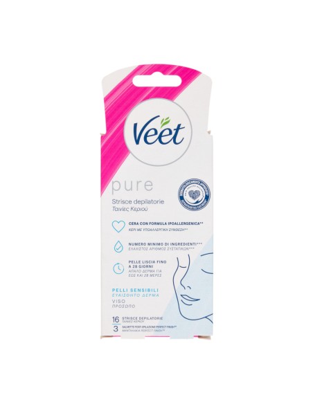 offerta Veet Pure Strisce Depilatorie Viso Ipoallergeniche Pelli Sensibili 16 Pz