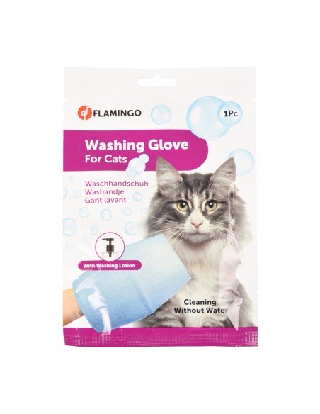 offerta Flamingo Guanto Monouso con Lozione Detergente per Lavaggio Gatto