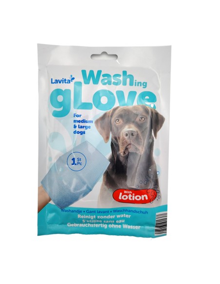 offerta Flamingo Guanto Monouso con Lozione Detergente Lavaggio Cane Taglia Medio/Grande