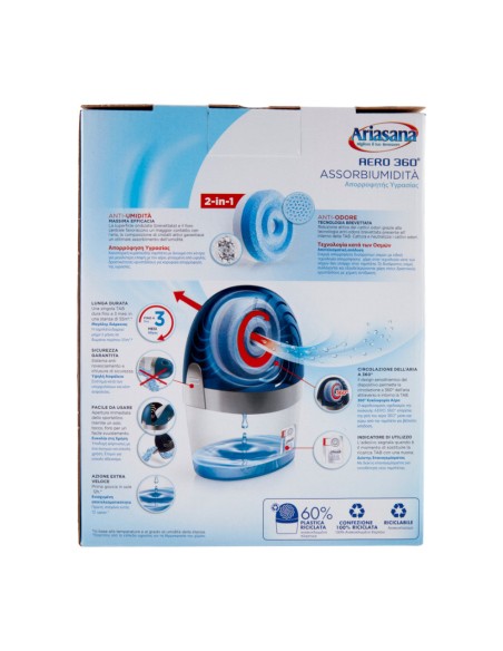 offerta Ariasana Aero 360. Kit con Ricarica in Tab Assorbiumidità 2in1 Anti-Umidità e Anti-Odore