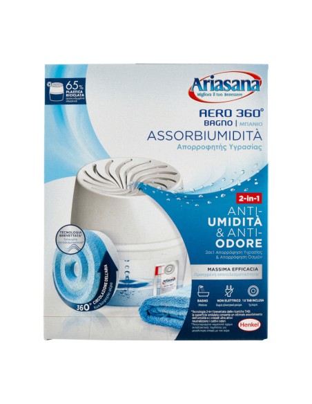 offerta Ariasana Aereo 360 Kit con Ricarica in Tab Bagno Assorbiumidità 2in1 Anti-Umidità e Anti-Odore