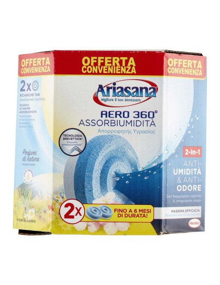 offerta Ariasana Ricariche Tab Aero 360. Assorbiumidità Fragranza Fiori di Campo 2 Pz 