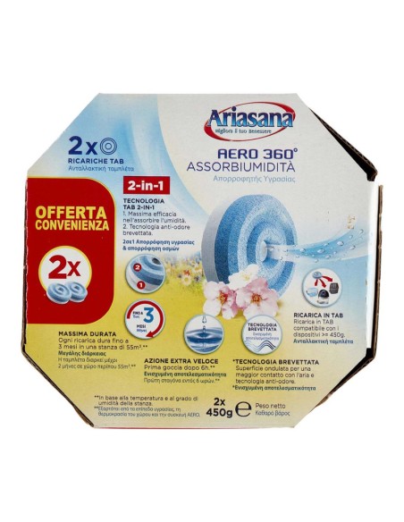 offerta Ariasana Ricariche Tab Aero 360. Assorbiumidità Fragranza Fiori di Campo 2 Pz 