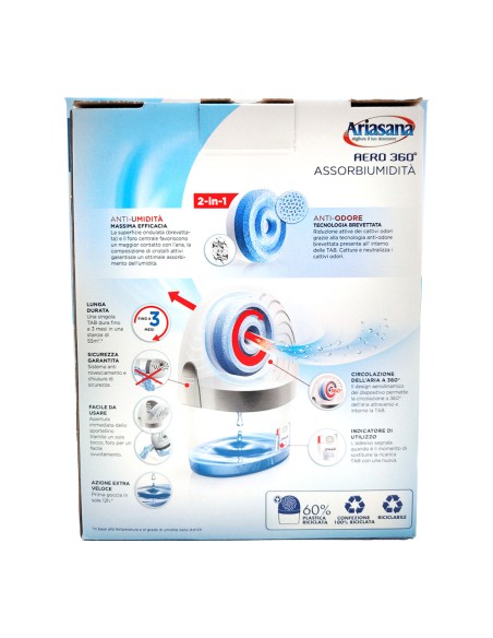 offerta Ariasana Aero 360. Pure Kit con Ricarica in Tab Assorbiumidità 2in1 Anti-Umidità e Anti-Odore