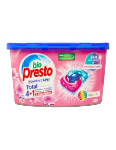 Bio Presto Detersivo Power Caps Total 4+1 Color Capi Colorati Frangranza Floreale 18 Lavaggi