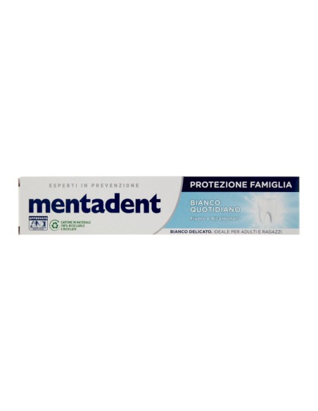 offerta Mentadent Protezione Famiglia Dentifricio Bianco Quotidiano Fluoro e Bicarbonato 75 ml