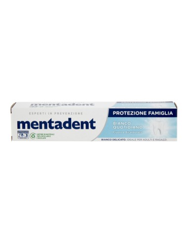 offerta Mentadent Protezione Famiglia Dentifricio Bianco Quotidiano Fluoro e Bicarbonato 75 ml