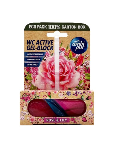 offerta Ambi Pur Wc Active Gel-Block Tavoletta per Wc Fragranza Rosa e Giglio 45 g
