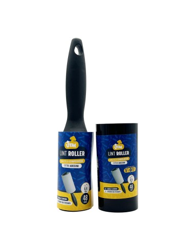 offerta Utm Spazzola Levapelucchi Extra Adesiva con Manico + Roll 48 fogli 
