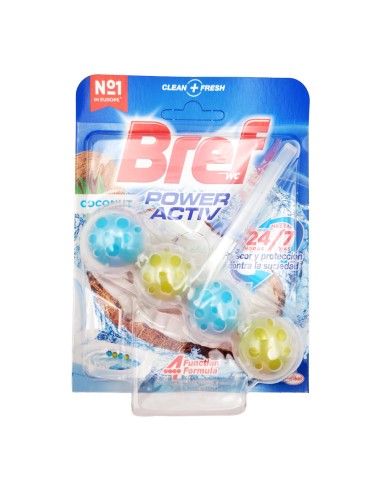 offerta Bref Wc Power Activ Tavoletta per Wc 24/7 di Freschezza Fragranza Cocco 50 g