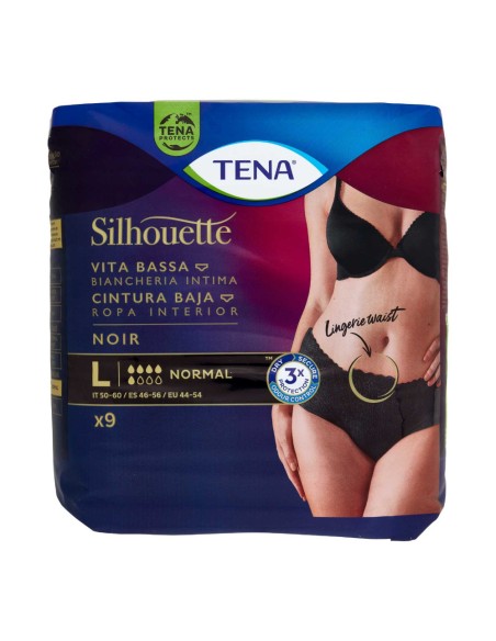 offerta Tena Silhouette Mutandine Assorbenti Monouso Noir Vita Bassa Taglia L Normal 9 Pz