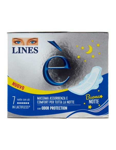 offerta Lines È Assorbenti Flessibili in Lactifless Notte Lungo con Ali 7 Pezzi