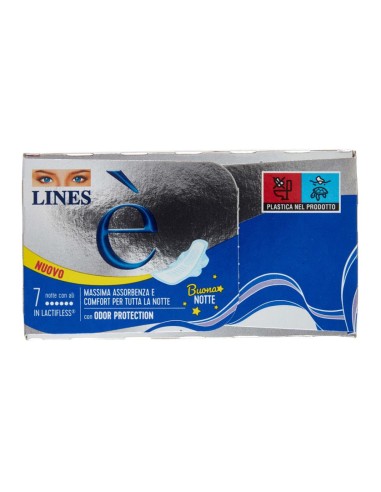 offerta Lines È Assorbenti Flessibili in Lactifless Notte Lungo con Ali 7 Pezzi