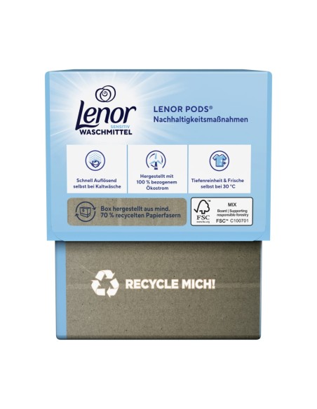 offerta Lenor Pods All In 1 Detersivo Sensitive in Capsule Fiori di Cotone e Tiarè 15 Pods