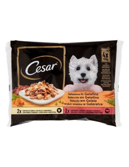 offerta Cesar Le Delizie del Giorno Cibo Umido Cani Selezione in Gelatina Pollo e Manzo 4x100 g