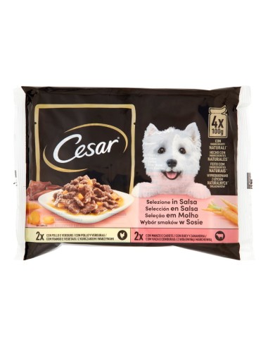 offerta Cesar Le Delizie del Giorno Cibo Umido Cani Selezione in Salsa Pollo e Manzo 4x100 g