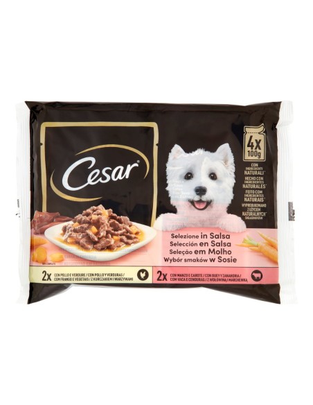 offerta Cesar Le Delizie del Giorno Cibo Umido Cani Selezione in Salsa Pollo e Manzo 4x100 g