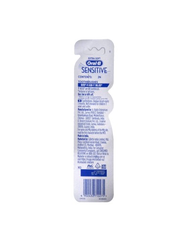 offerta Oral-B Sensitive Spazzolino con Setole Extra Soft per Gengive e Denti Sensibili 2 Pz