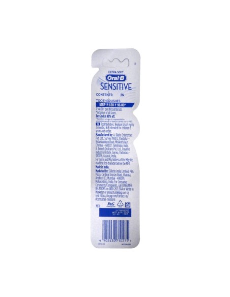 offerta Oral-B Sensitive Spazzolino con Setole Extra Soft per Gengive e Denti Sensibili 2 Pz