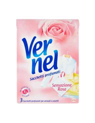 offerta Vernel Sacchetti Profumati Fragranza Sensazione Rosa per Armadi e Cassetti 3 Pz