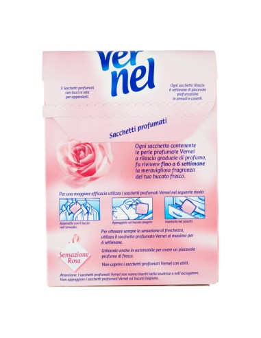 offerta Vernel Sacchetti Profumati Fragranza Sensazione Rosa per Armadi e Cassetti 3 Pz