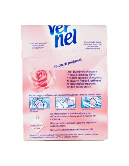offerta Vernel Sacchetti Profumati Fragranza Sensazione Rosa per Armadi e Cassetti 3 Pz