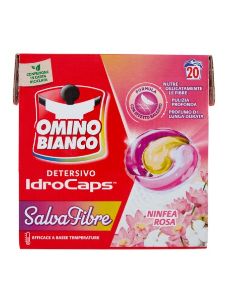 offerta Omino Bianco Detersivo IdroCaps Lavatrice Fragranza Ninfea Rosa 20 Pz