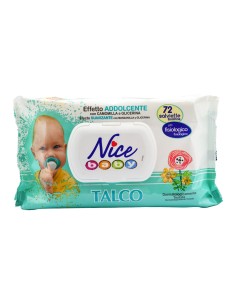 Nice Baby Salviettine Detergenti Umidificate Fragranza Talco con Camomilla e Glicerina