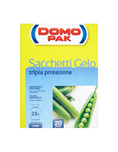 offerta Domopak Sacchetti Gelo Medi Tripla Protezione 20 Pz 2,5 Lt 23x32 cm