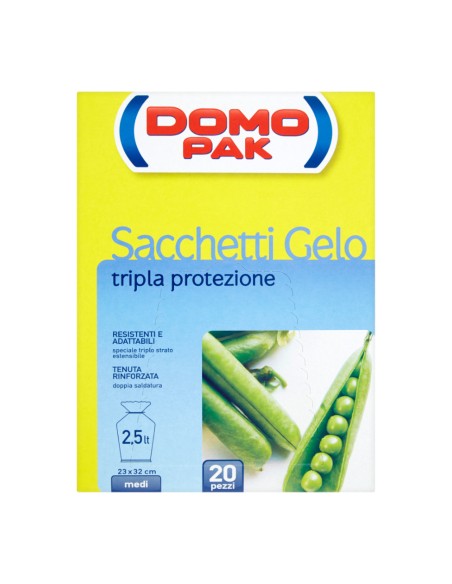 offerta Domopak Sacchetti Gelo Medi Tripla Protezione 20 Pz 2,5 Lt 23x32 cm