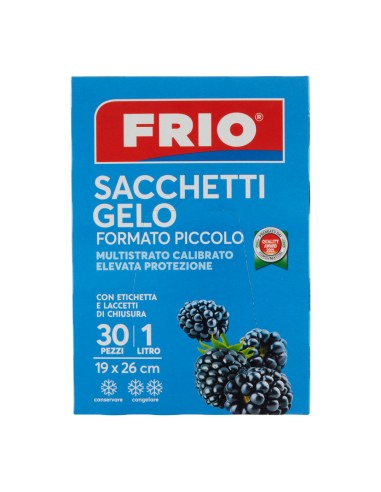 offerta Frio Sacchetti Gelo Formato Piccolo Trasparenti Multistrato con Laccetti 30 Pz 1 L 19x26 cm