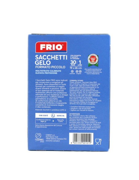 offerta Frio Sacchetti Gelo Formato Piccolo Trasparenti Multistrato con Laccetti 30 Pz 1 L 19x26 cm
