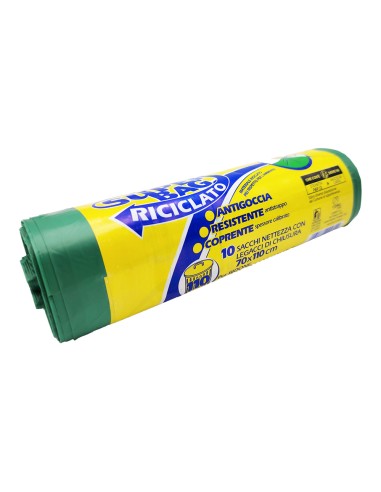 offerta Frio Superbag Riciclato Sacchi Verdi Nettezza con Legacci di Chiusura 10 Pz 110 L 70x110 cm